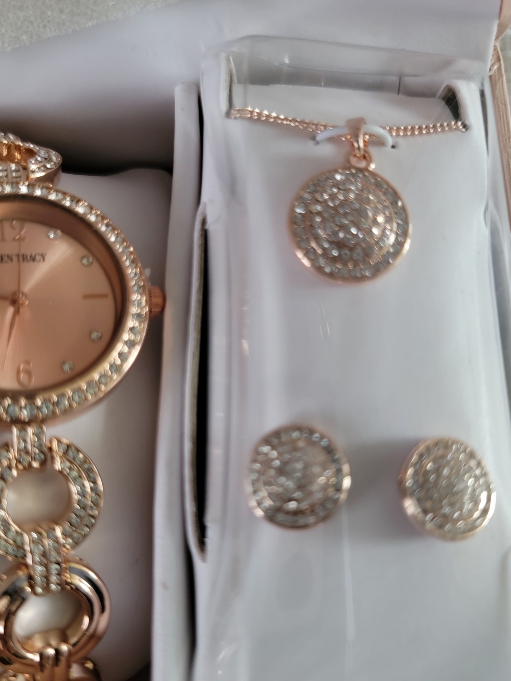 Ellen Tracy Rose Gold Crystal Watch & Jewelry Set - Picture 5 of 7